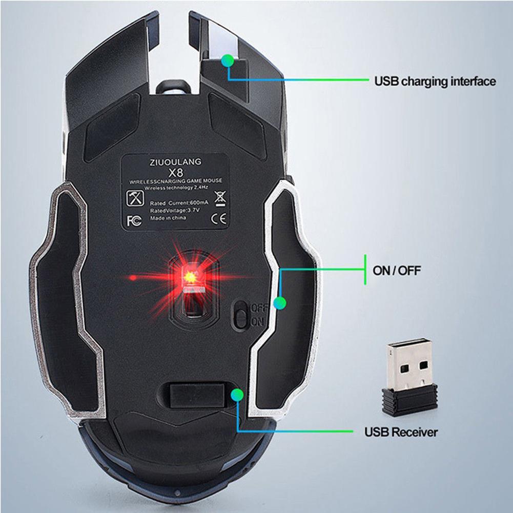 FREE WOLF X8 Wireless Gaming Mouse (Black)