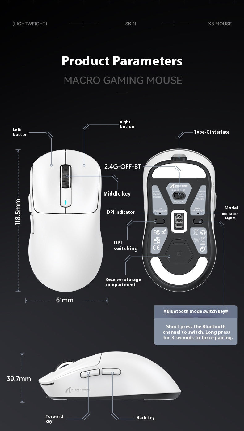 ATTACK SHARK Rechargeable Lightweight Mouse (White)