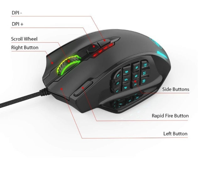 RED DRAGON M908 Gaming Mouse (Black)