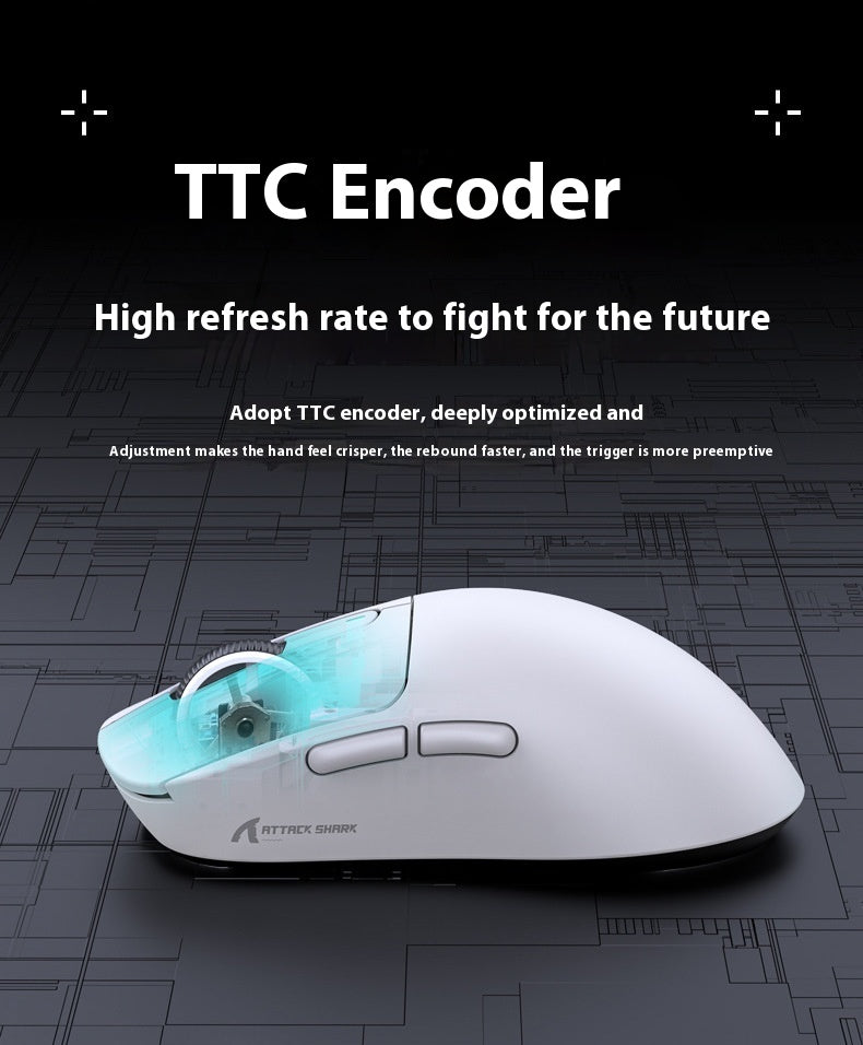 ATTACK SHARK Rechargeable Lightweight Mouse (White Antislip Tape)