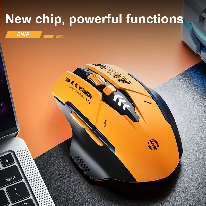 INPHIC A9 2.4G Wireless and Bluetooth Mouse (Orange)