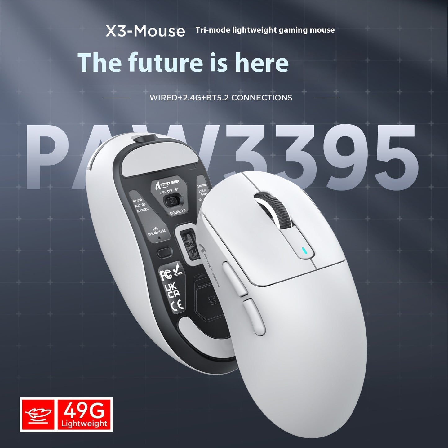 ATTACK SHARK Rechargeable Lightweight Mouse (White)