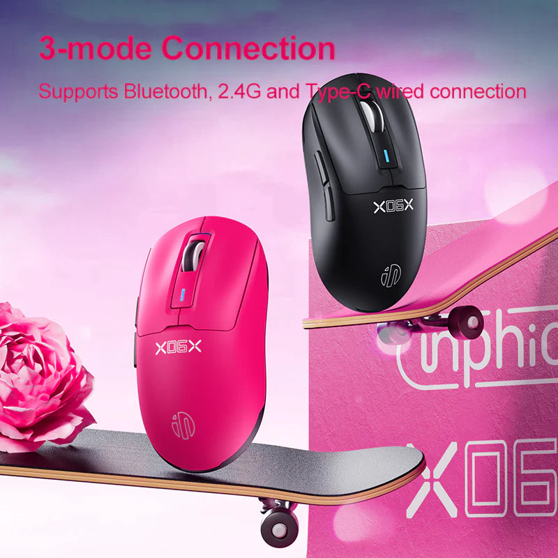 INPHIC IN6SE Wired and Wireless Gaming Mouse (Pink)