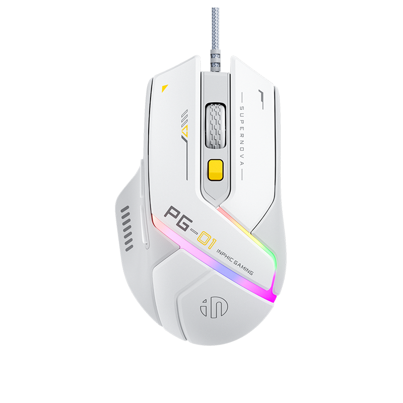 INPHIC PG1 Wired RGB Gaming Mouse (White)